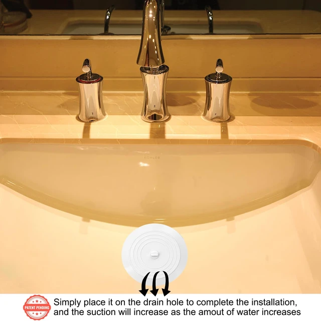 Alt view image 5 of 6 - V-TOP 2 Pack 6 Inch Silicone Tub Stopper Drain Plug Hair Stopper Flat Suction Cover for Kitchen Bathroom Laundry