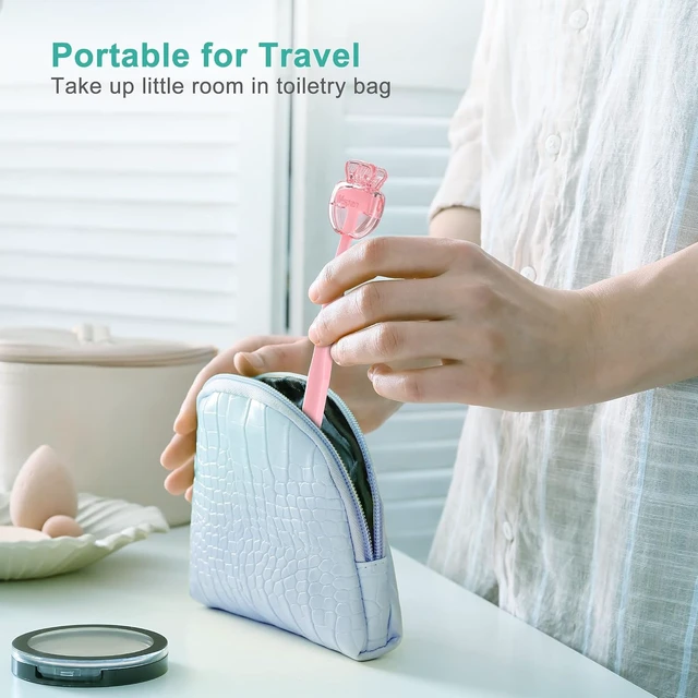 Alt view image 3 of 6 - Mspan Tongue Scraper Cleaner Brush 2-Pack with Plastic Travel Case Cover, Pink White, for Adults and Kids