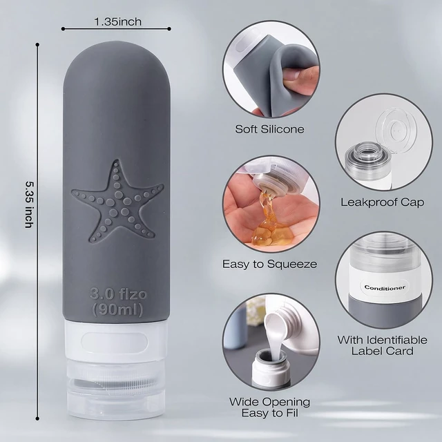 Alt view image 4 of 7 - 18 Pack Travel Bottles 3oz for Toiletries, Leak Proof, TSA Approved