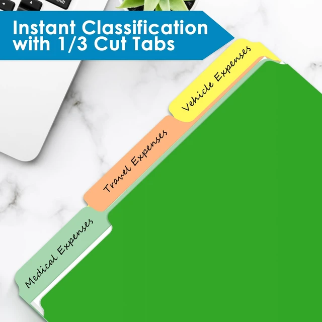 Alt view image 5 of 7 - 15 Pack Manilla File Folders, 8.5x11 Letter Size Colored, 1/3 Cut Tab, 5 Assorted Colors for Home Office School Supplies