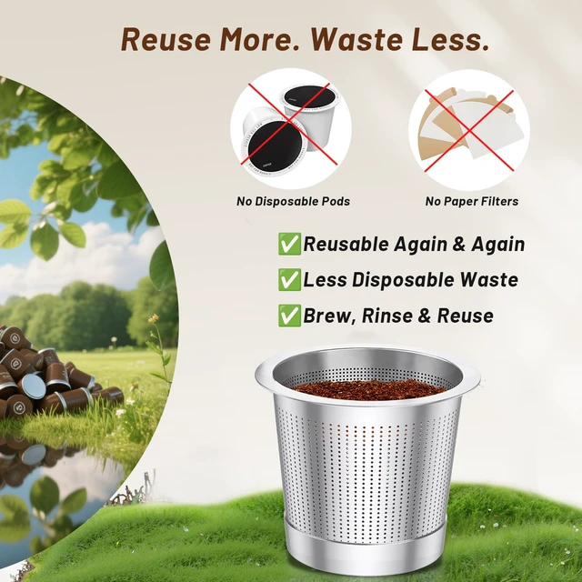 Alt view image 4 of 6 - ComfortGrip Reusable K Cups for Keurig 1.0, 2 Pack 304 Food-Grade Steel Coffee Pods with Anti-Scald Silicone Lid, BPA-Free (Not for K-Slim, K-Supreme, Keurig 2.0)