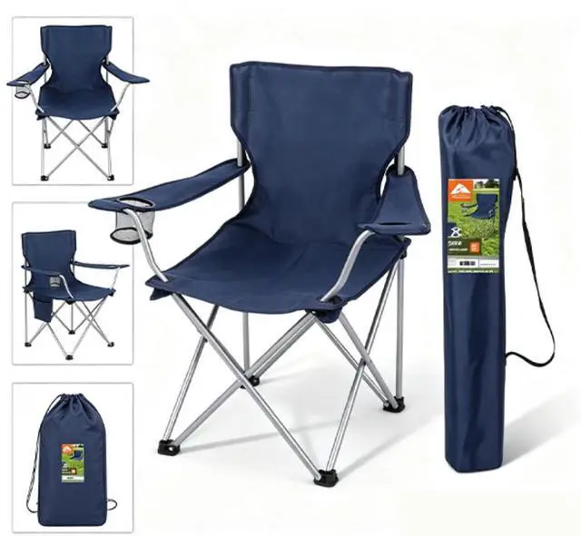 Main image of Compact Folding Outdoor Chair, 250 lb Capacity Camping Seat with Mesh Cup Holder and Carry Bag