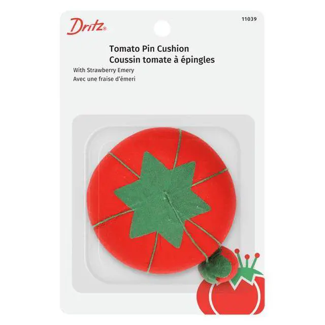 Alt view image 4 of 6 - Red Tomato Pin Cushion, Needle Storage Holder with Emery Strawberry for Sewing Quilting Crafts