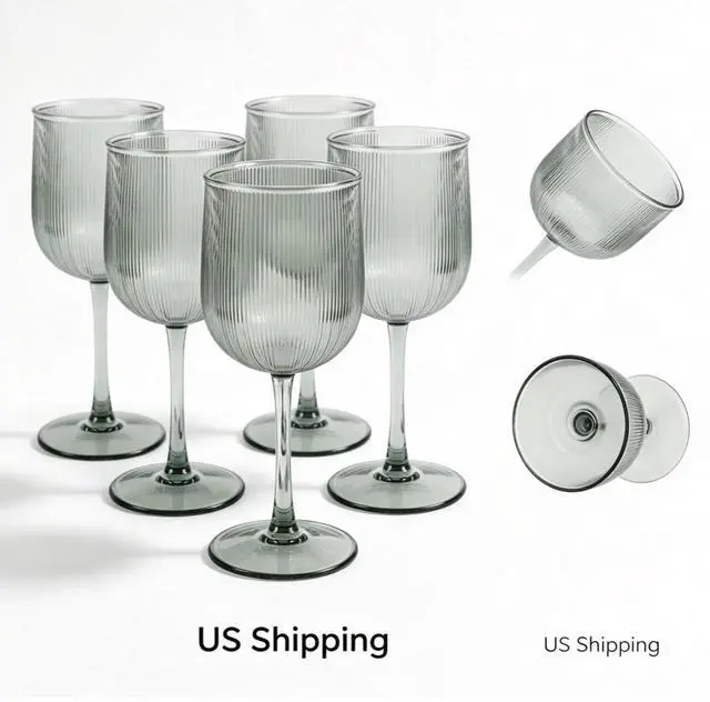 Main image of Ribbed Tritan Wine Glasses 4Pack, Lightweight Durable Drinkware for Indoor & Outdoor Entertaining