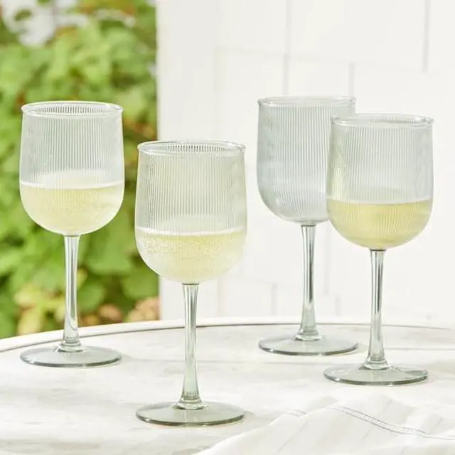 Alt view image 2 of 7 - Ribbed Tritan Wine Glasses 4Pack, Lightweight Durable Drinkware for Indoor & Outdoor Entertaining