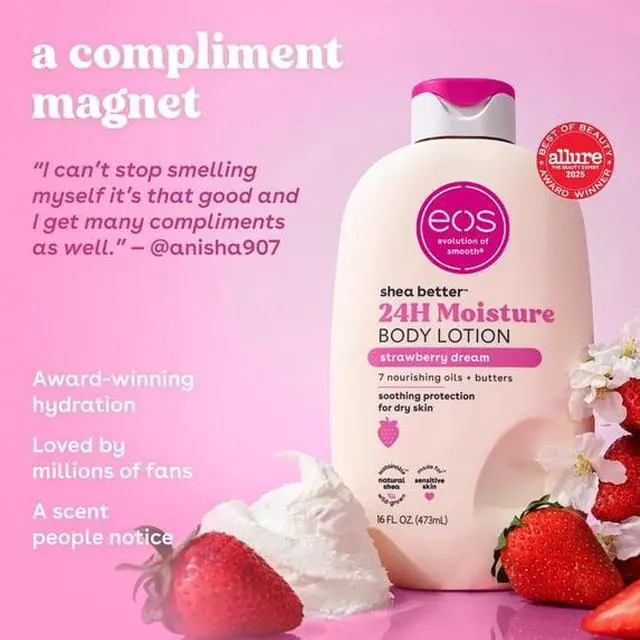 Alt view image 4 of 7 - Vegan Hypoallergenic Body Moisturizer, Strawberry Pink Sugar Vanilla Cream Fragrance for Daily Body Care