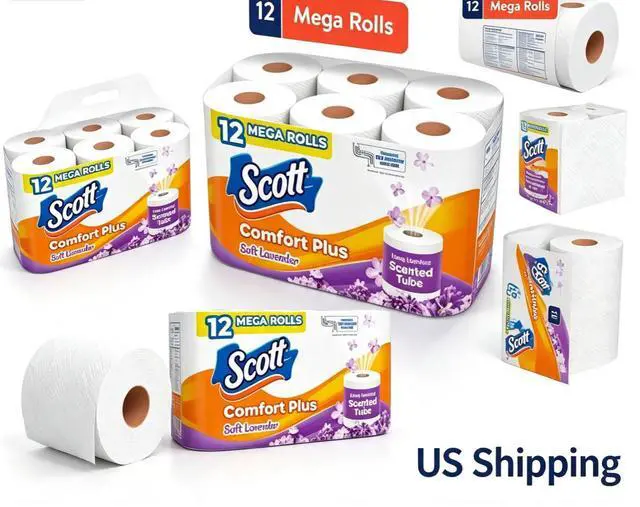 Main image of Household Bulk Toilet Paper, 12 Mega Rolls Equals 48 Regular Rolls, Septic & SewerSafe Bathroom Tissue