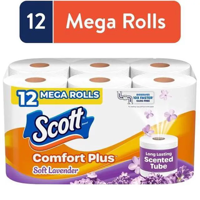 Alt view image 2 of 5 - Household Bulk Toilet Paper, 12 Mega Rolls Equals 48 Regular Rolls, Septic & SewerSafe Bathroom Tissue