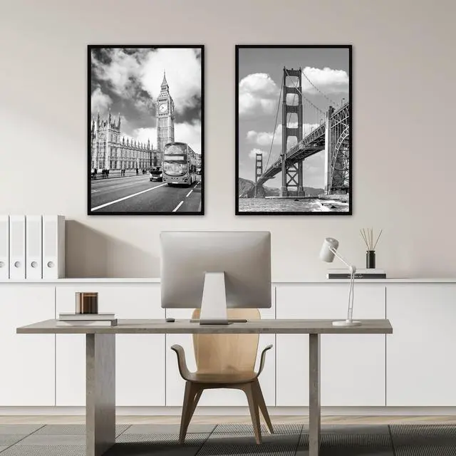 Alt view image 3 of 5 - Versatile Black WallMount Picture Frame, Horizontal & Vertical Display for Home Office Decor