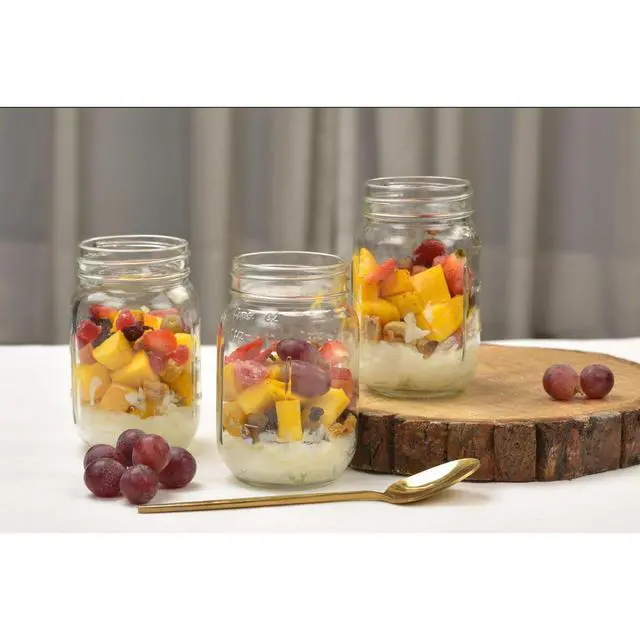 Alt view image 6 of 7 - BPAFree Clear Glass Canning Jars, 16oz Pint Size for Preserving Meal Prep & Pantry Organization