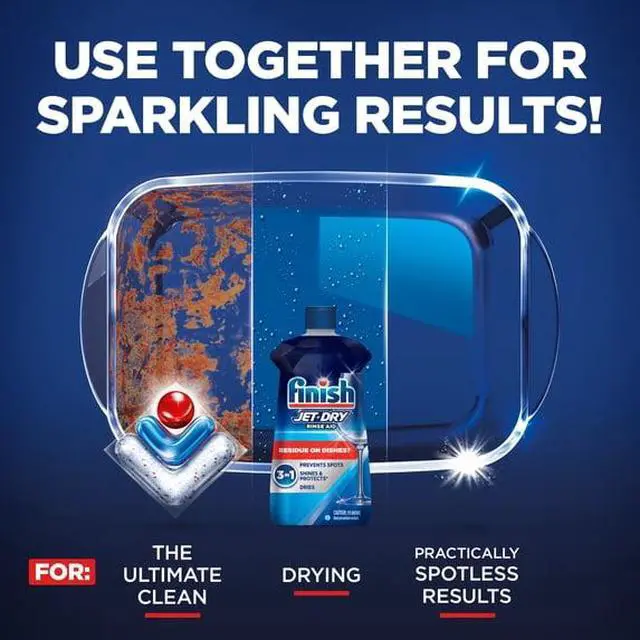 Alt view image 2 of 5 - JetDry Dishwasher Rinse Aid, 5X Power Actions for SpotFree Shiny Dishes & Improved Drying Performance
