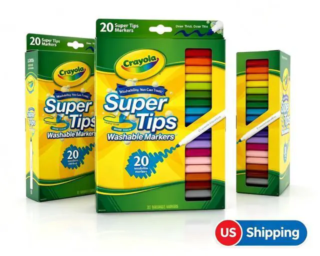 Main image of Super Tips Washable Markers 20Count, Versatile Tip Creates Thick & Thin Lines for Kids & Adult Art Projects