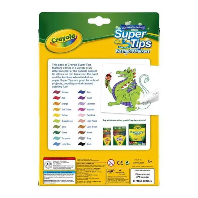 Alt view image 6 of 6 - Super Tips Washable Markers 20Count, Versatile Tip Creates Thick & Thin Lines for Kids & Adult Art Projects
