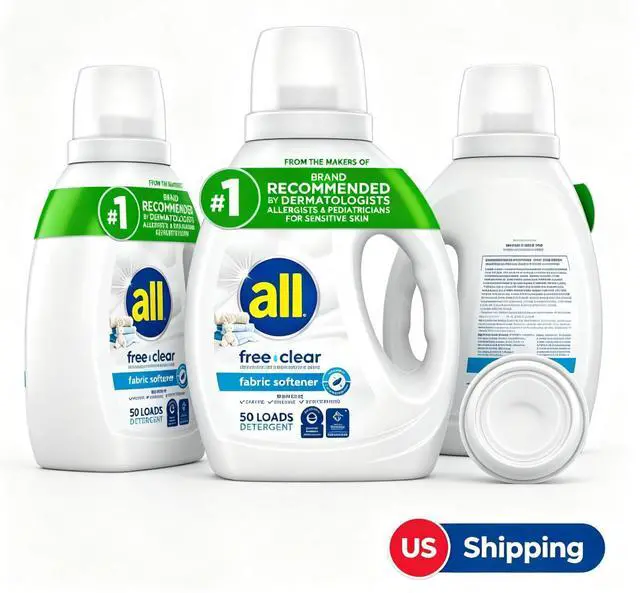 Main image of Hypoallergenic Liquid Fabric Softener, Fragrance & DyeFree for Sensitive Skin, Reduces Static and Fading