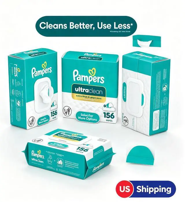 Main image of Hypoallergenic Unscented Baby Wipes 156Count, 5X Stronger 100% PlantBased Fibers, pHBalanced for Delicate Skin