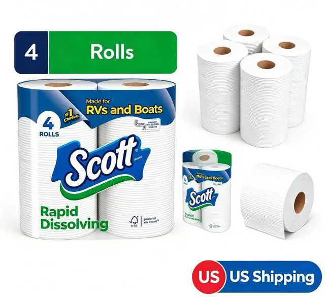 Main image of FastDissolve Bathroom Tissue, 231 Sheets Per Roll, Breaks Down 10X Faster for Household Plumbing Safety