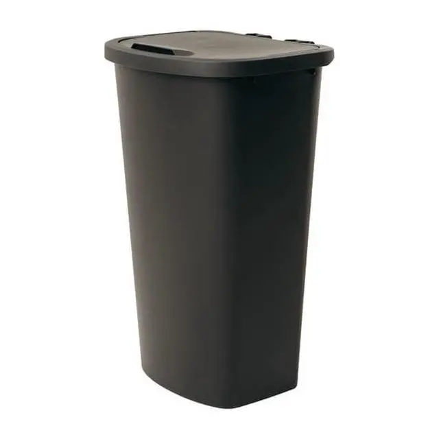 Alt view image 4 of 5 - 11Gallon Rectangle Kitchen Trash Can, Black Polypropylene With LiftTop Lid, Fits 13Gallon Standard Garbage Bags