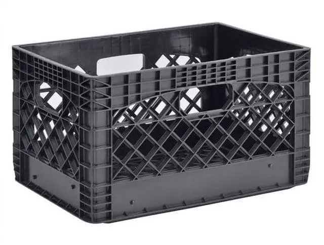 Main image of 24Quart Stackable Plastic Storage Milk Crate, Recycled HDPE, Reinforced Handles, Holds Up To 50 Lbs for Garage & Dorm Organization