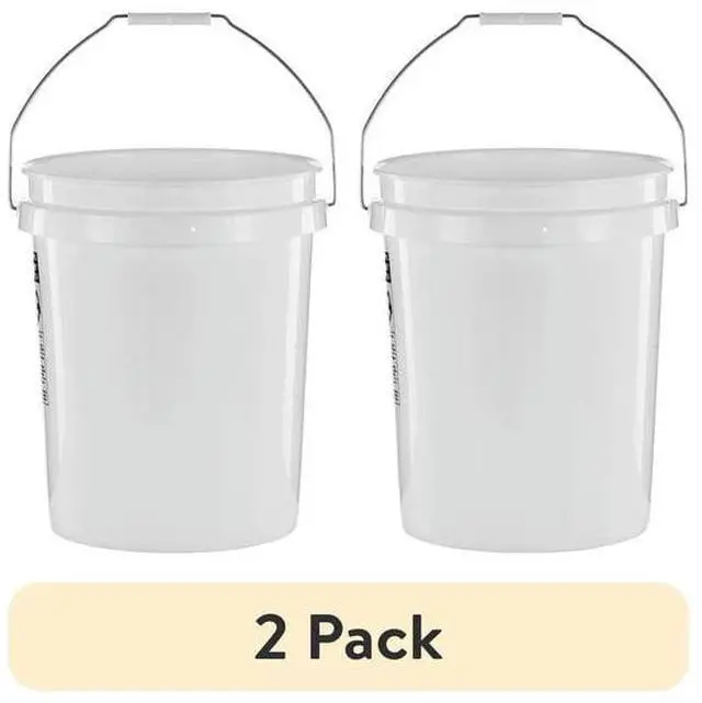 Alt view image 3 of 6 - (2 pack) United Solutions 5 Gallon Round Utility Bucket, Comfort Handle, Plastic, White, PN0149, 1 Each