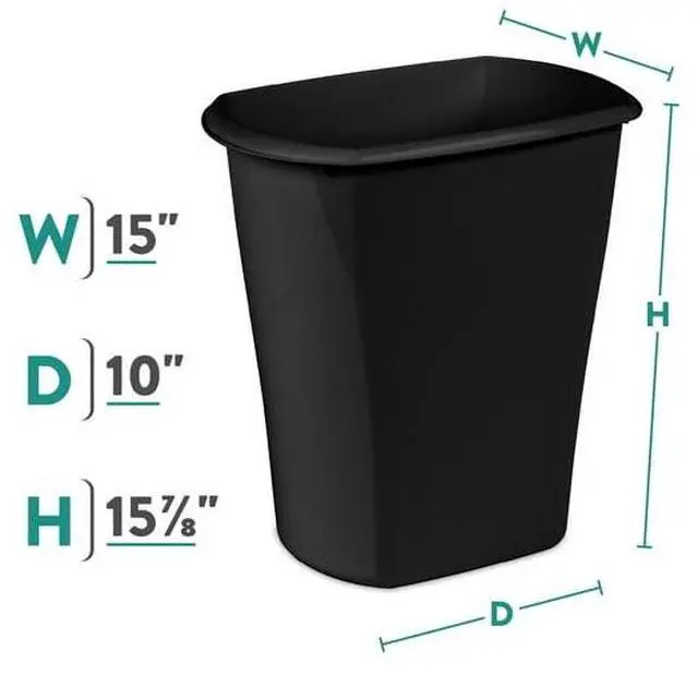 Alt view image 2 of 7 - LidFree Small Plastic Waste Bin, Integrated Rim Handles, Textured Modern Finish for Bedroom, Office and Student Dorm Organization