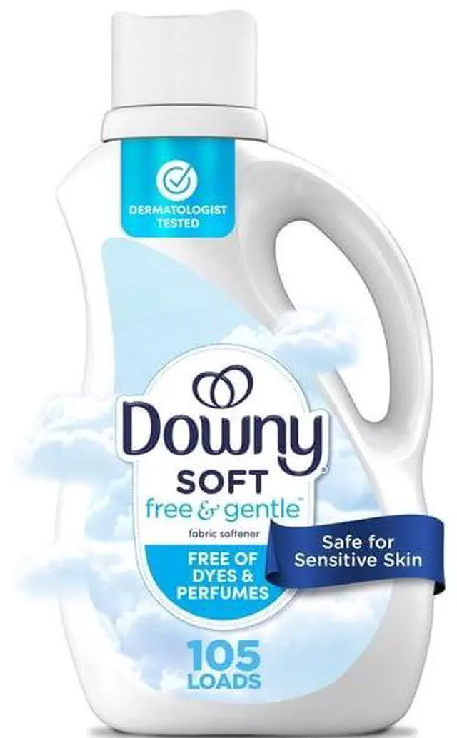 Main image of Free & Gentle Hypoallergenic Liquid Fabric Softener 77 fl oz, DyePerfumeFree for Sensitive Skin, 105 Loads AllMachine Compatible