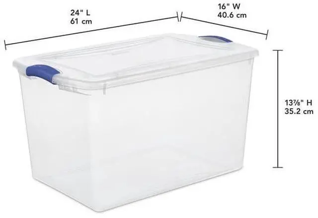 Main image of 66Quart Clear Latching Plastic Storage Bin, BPAFree, Stackable Container for Closet, Dorm and Seasonal Household Organization