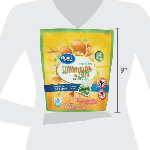 Alt view image 3 of 5 - OriginalClean Scent Laundry Detergent Pods 14Count, MessFree SingleUse Pacs, Safe For HE & Standard Washing Machines
