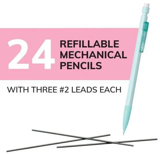 Alt view image 5 of 6 - XtraSmooth Pastel Mechanical Pencils 24Count, 0.7mm No.2 Lead, ClickAdvance Pencils for SchoolStudent Daily Writing