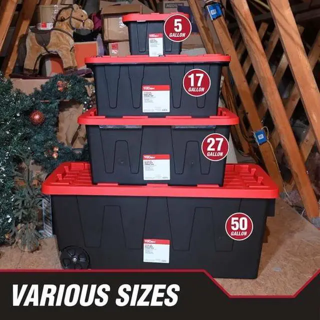 Alt view image 3 of 6 - HeavyDuty Polypropylene Storage Tote, Secure 2Point Snap Closure, Stackable Design for Garage, Shed and Basement Storage