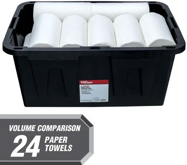 Main image of HeavyDuty Polypropylene Storage Tote, Secure 2Point Snap Closure, Stackable Design for Garage, Shed and Basement Storage