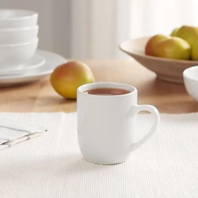 Main image of 12Oz Glazed White Stoneware Coffee Mug, MinimalistChic Single Cup, Microwave & Dishwasher Safe for Daily & Special Occasions