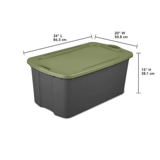 Alt view image 5 of 5 - Portable 30Gal Storage Container, Recessed StackFriendly Lid, Opaque Base for Seasonal Clothing & Bulk Household Items