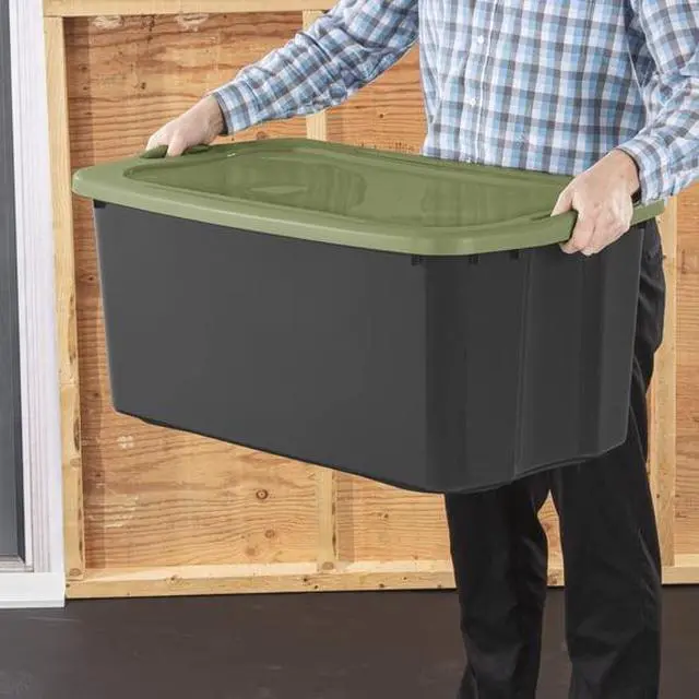 Alt view image 2 of 5 - Portable 30Gal Storage Container, Recessed StackFriendly Lid, Opaque Base for Seasonal Clothing & Bulk Household Items