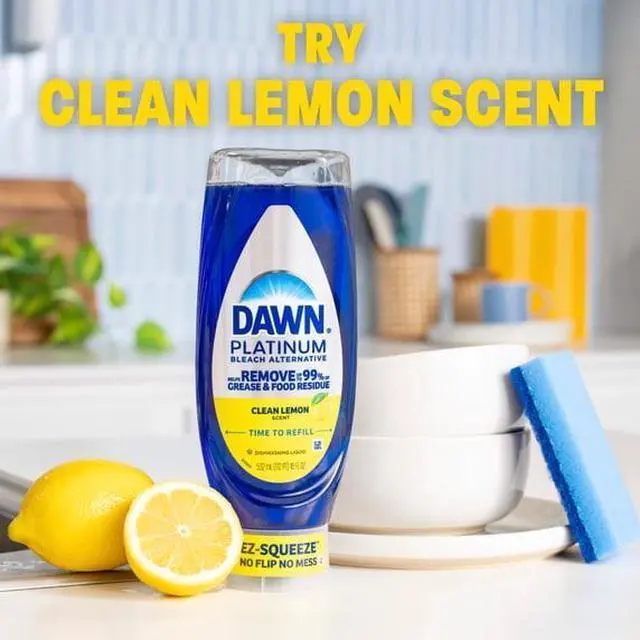 Main image of Platinum Concentrated Dishwashing Liquid, EZSqueeze UpsideDown Bottle, 99% GreaseFoodResidue Removal for Dish Cleaning