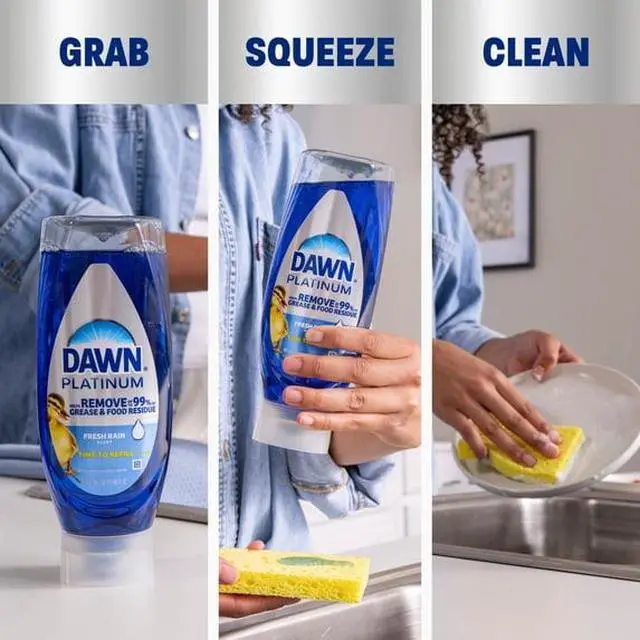 Alt view image 3 of 5 - Platinum Concentrated Dishwashing Liquid, EZSqueeze UpsideDown Bottle, 99% GreaseFoodResidue Removal for Dish Cleaning