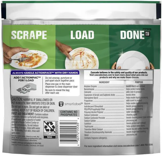 Main image of Platinum ActionPacs Dishwasher Detergent Pods, No PreWash Required, FastDissolving Pods for BurntOn Food & SpotFree Dishes
