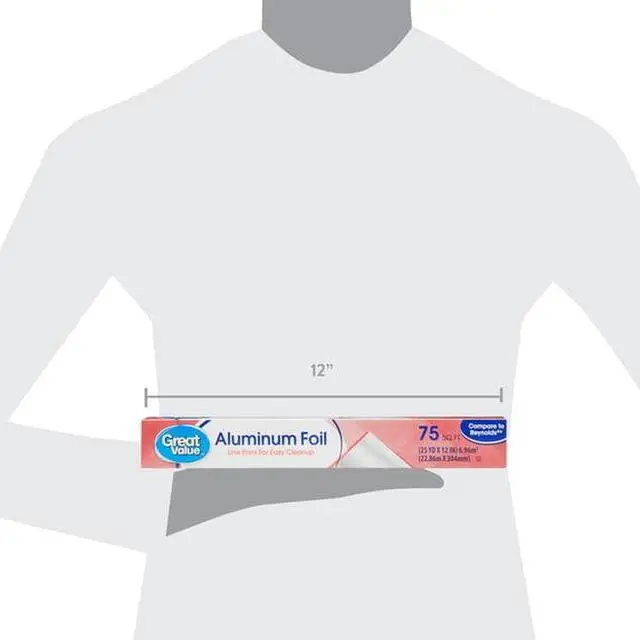 Alt view image 3 of 5 - Silver EverydayUse Aluminum Foil 75SquareFoot Roll, QuickTear Cutting Edge for PanLining, Warming and Leftover Wrapping