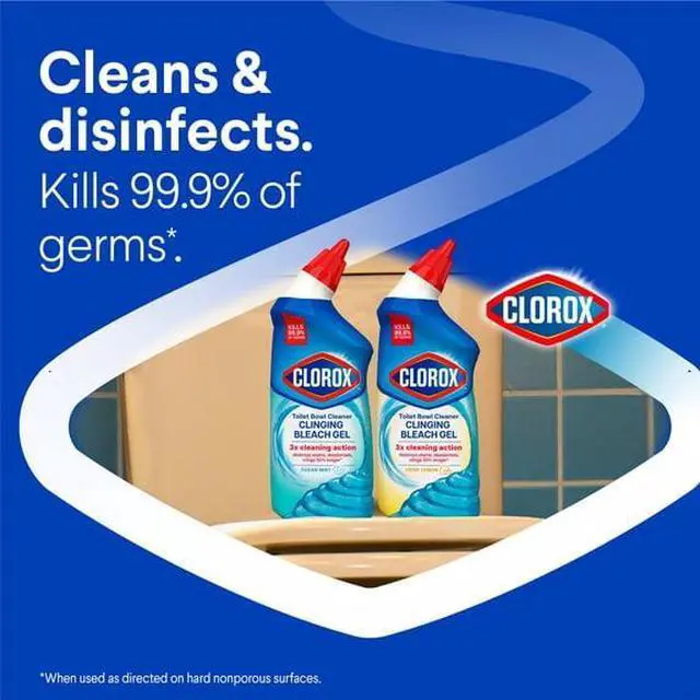 Alt view image 2 of 6 - ClingingBleachGel Toilet Bowl Cleaner, 3X Cleaning Action, Kills 99.9% Germs, Removes Rings MoldMildew for Fresh OceanMist Scent