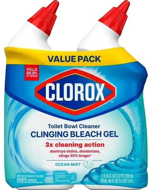 Alt view image 4 of 6 - ClingingBleachGel Toilet Bowl Cleaner, 3X Cleaning Action, Kills 99.9% Germs, Removes Rings MoldMildew for Fresh OceanMist Scent