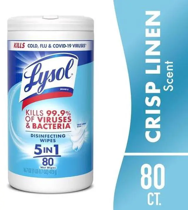 Main image of CrispLinen Scent Disinfecting Wipes, Kills 99.9% VirusesBacteria, BleachAmmoniaFree for Kitchen Bathroom Electronics & Allergen Removal