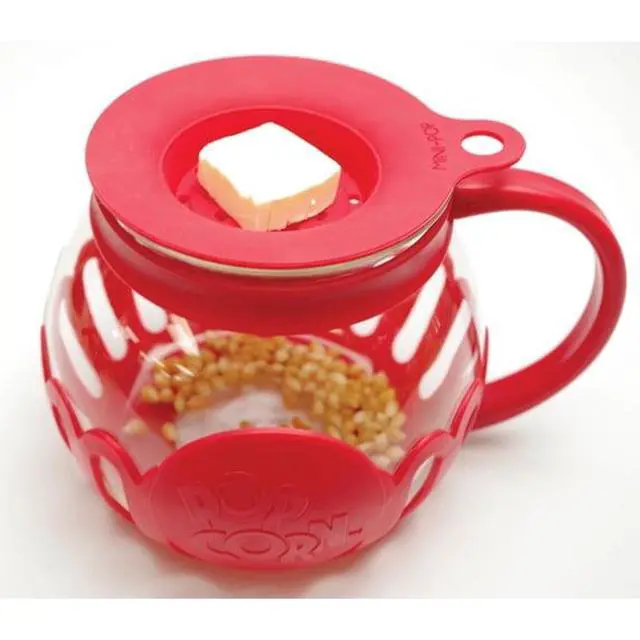 Alt view image 4 of 6 - Reusable Glass MicroPop Popcorn Maker, DualPurpose Lid For KernelMeasuring & ButterMelting, Sustainable NoBag Popcorn Tool