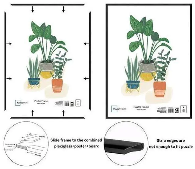 Alt view image 6 of 7 - 27"x 40" Black Poster Frame, Lightweight Polystyrene Construction, VerticalHorizontal Wall Mount For Art Prints And Photo Enlargements