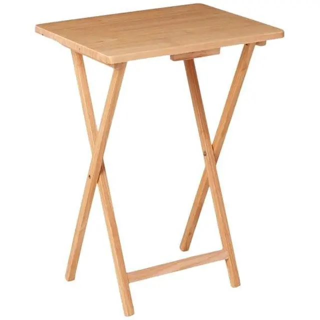 Alt view image 5 of 5 - Lightweight Foldable Side Table 19"×14.5"×26", Portable Rubberwood Tray Table For Apartment Dorm And Home Indoor Use