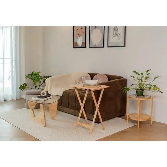 Alt view image 3 of 5 - Lightweight Foldable Side Table 19"×14.5"×26", Portable Rubberwood Tray Table For Apartment Dorm And Home Indoor Use