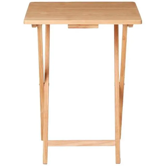 Alt view image 2 of 5 - Lightweight Foldable Side Table 19"×14.5"×26", Portable Rubberwood Tray Table For Apartment Dorm And Home Indoor Use
