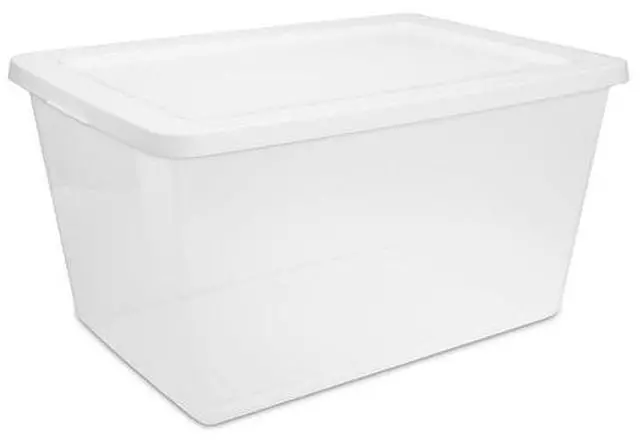 Main image of Stackable ClearBase Storage Container, Recessed SnapLid Design, For Blankets, Towels, SeasonalClothing And Household Supplies
