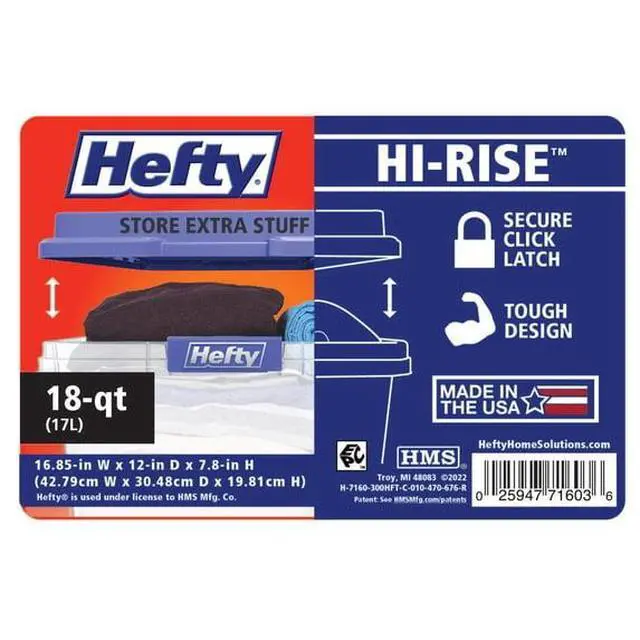 Alt view image 4 of 7 - Stackable HIRISE Storage Container 18 Quart, TallLid ExtraStorage Design, DoubleRim Base For Durable Household Organizing