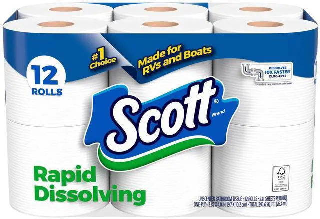 Main image of SepticSafe QuickDissolve Bath Tissue, 231Sheets Per Roll, ClogResistant For Reliable Household Flushing