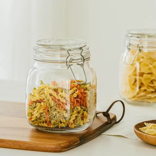 Alt view image 2 of 6 - Clear Glass Kitchen Canister With Silicone Seal, WideMouth Design, Keeps Coffee Beans Cereal Spices Dry And Fresh On Countertops
