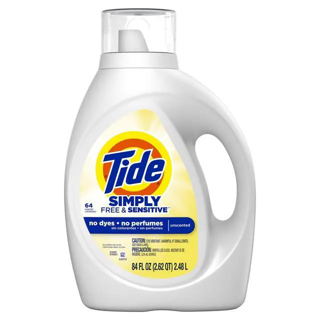 Alt view image 5 of 7 - Tide Simply Free & Sensitive Liquid Laundry Detergent 84 fl oz, Unscented DyePerfumeFree, 64 Loads For HE & Standard Washing Machines